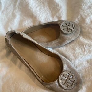 Tory Burch Silver Ballet Flats